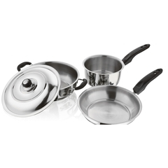 4 Pcs SS Kitchen Set ( Fry Pan,Sauce Pan,Kadai Lid)