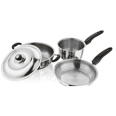 4 Pcs SS Kitchen Set ( Fry Pan,Sauce Pan,Kadai Lid)-B