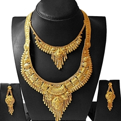 ARU TRADITIONAL DOUBLE NECKLACE SET - GOLDEN