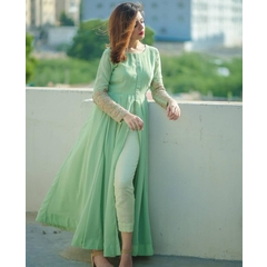 Aru Designer American Silk Long Kurti Dress