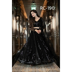 Aru Designer Black Heavy Net Lehenga Dress