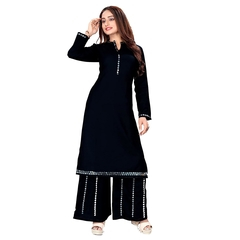 Aru Designer Black Sharara Palazzo  Set With Mirror Work