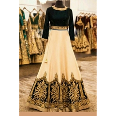 Aru Designer Satin Lehenga Choli SET With Velvet Butta