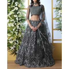 Aru Designer Soft Net Grey Lehenga