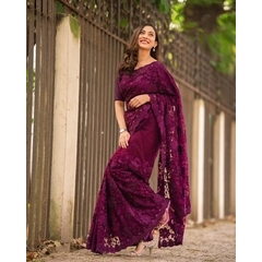 Beautiful Aari Embroidery Work with Hotfix Diamond Work