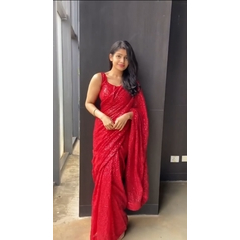 Beautiful Saree  Sequence Work With Blouse