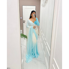 Digital Print Work Satin Silk Canvas SAREE