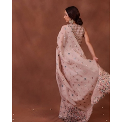 Embroidery Multi Thread And Sequences C-Pallu Work Saree