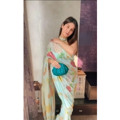 Fancy Thread And Sequence Work Georgette Saree