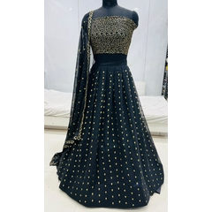 Fancy Thread With Sequence Work Lehenga (Semi Stitched)
