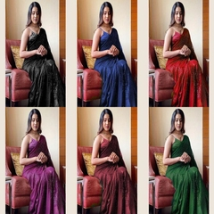 Georgette saree with fancy thread zari and sequence work
