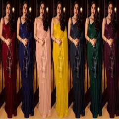 Heavy Georgette Saree 8 Colour Sequence Work With Blouse