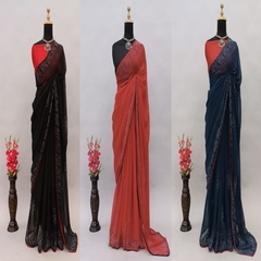 Heavy Swarovski Stone With Border Work SAREE