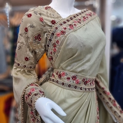 Heavy embroided thread sequence work saree-GRAY