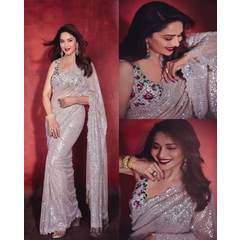 Madhuri Dixit  heavy glossy silk saree with fancy zari and sequence work