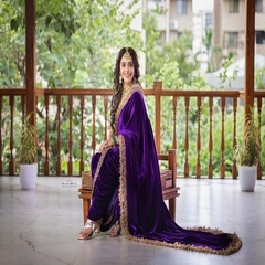 New Super Hit Designer 9000 Velvet Party Wear Saree Collection