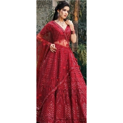 Red Sequence Work Lehenga Choli
