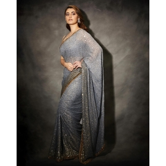 Shivaleeka Oberoi Most Beautiful Grey Colour Sequence Saree