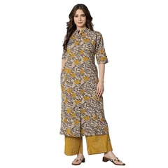 rytras Women's Cotton Printed A-Line Kurta with Palazzo Pant Set2